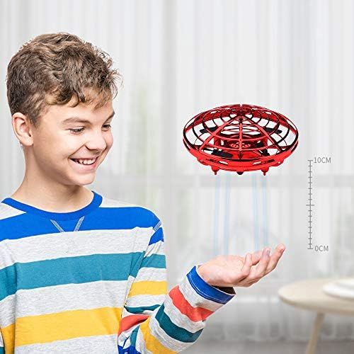  [아마존베스트]Boys Toys Kids Flying Drones Mini Hand Controlled Flying Ball Drone with 2 Speed and LED Light for Kids, Boys and Girls Gift (Red)
