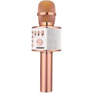 BONAOK Wireless Bluetooth Karaoke Microphone, 3-in-1 Portable Handheld Mic Speaker for All Smartphones,Gifts for Girls Kids Adults All Age Q37(Rose Gold)