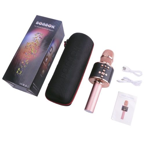  [아마존 핫딜]  [아마존핫딜]BONAOK Wireless Bluetooth Karaoke Microphone with Controllable LED Lights, Portable Handheld Karaoke Speaker Machine Christmas Birthday Home Party for Android/iPhone/PC or All Smar