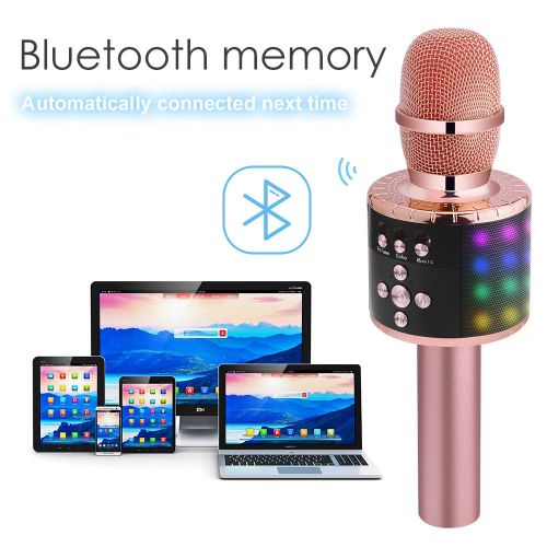  [아마존 핫딜]  [아마존핫딜]BONAOK Wireless Bluetooth Karaoke Microphone with Controllable LED Lights, Portable Handheld Karaoke Speaker Machine Christmas Birthday Home Party for Android/iPhone/PC or All Smar