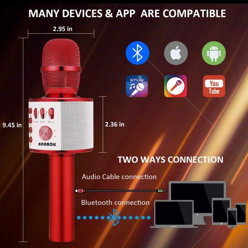  [아마존 핫딜]  [아마존핫딜]BONAOK Wireless Bluetooth Karaoke Microphone,3-in-1 Portable Handheld karaoke Mic Speaker Machine Christmas Birthday Home Party for Android/iPhone/PC or All Smartphone(Q37 Red)