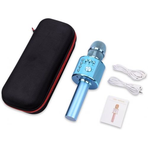  [아마존 핫딜] BONAOK Wireless Bluetooth Karaoke Microphone,3-in-1 Portable Handheld karaoke Mic Speaker Machine Christmas Birthday Home Party for Android/iPhone/PC or All Smartphone(Q37 Blue)