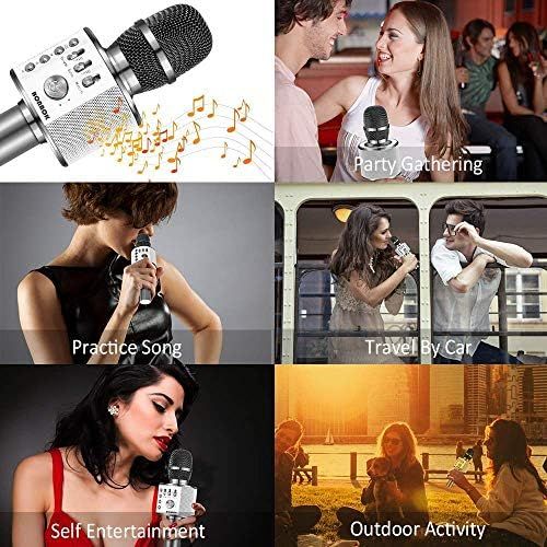  [아마존베스트]BONAOK Wireless Bluetooth Karaoke Microphone,3-in-1 Portable Handheld karaoke Mic Speaker Machine Christmas Birthday Home Party for Android/iPhone/PC or All Smartphone(Q37 Space Gr