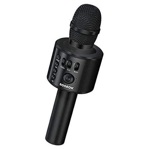  BONAOK Wireless Bluetooth Karaoke Microphone,3-in-1 Portable Handheld karaoke Mic Speaker Machine Christmas Birthday Home Party for Android/iPhone/PC or All Smartphone(Q37 Black)