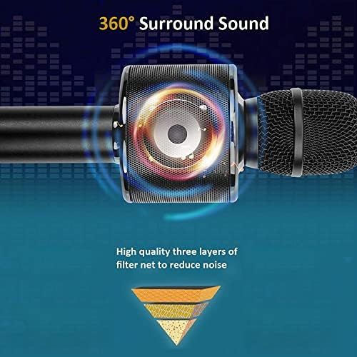  BONAOK Wireless Bluetooth Karaoke Microphone,3-in-1 Portable Handheld karaoke Mic Speaker Machine Christmas Birthday Home Party for Android/iPhone/PC or All Smartphone(Q37 Black)