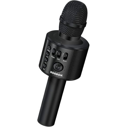  BONAOK Wireless Bluetooth Karaoke Microphone,3-in-1 Portable Handheld karaoke Mic Speaker Machine Christmas Birthday Home Party for Android/iPhone/PC or All Smartphone(Q37 Black)