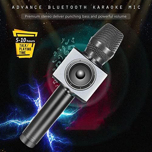  BONAOK Bluetooth Wireless Karaoke Microphone, Portable Handheld Rechargeable Karaoke Machine Speaker with Stereo Sound Christmas Home Birthday Party for All iPhone/Android/PC(Space