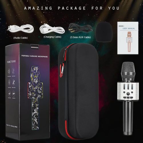  BONAOK Bluetooth Wireless Karaoke Microphone, Portable Handheld Rechargeable Karaoke Machine Speaker with Stereo Sound Christmas Home Birthday Party for All iPhone/Android/PC(Space