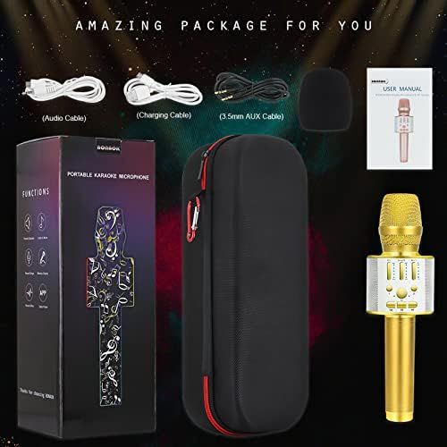  BONAOK Bluetooth Wireless Karaoke Microphone, Portable Rechargeable Karaoke Mic Speaker with Stereo Sound Christmas Party Home Birthday for all iPhone/Android/PC(Gold)