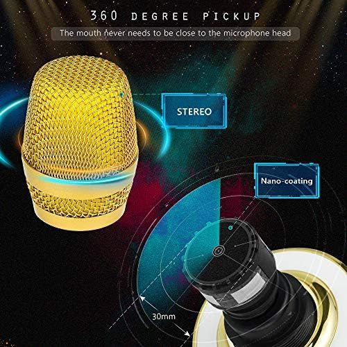  BONAOK Bluetooth Wireless Karaoke Microphone, Portable Rechargeable Karaoke Mic Speaker with Stereo Sound Christmas Party Home Birthday for all iPhone/Android/PC(Gold)