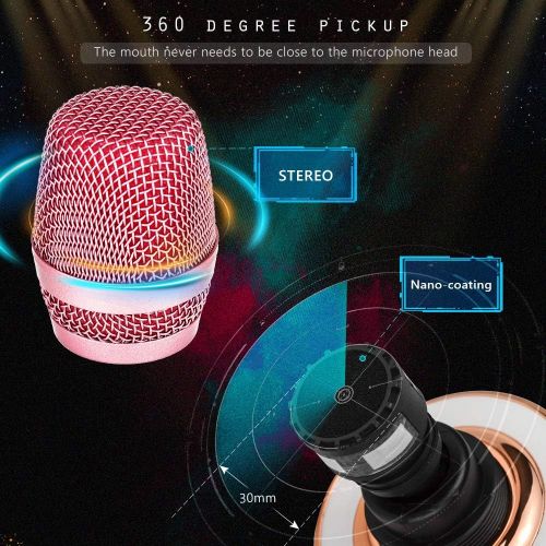  BONAOK Bluetooth Wireless Karaoke Microphone, Portable handheld Rechargeable Karaoke Machine Speaker with Stereo Sound Christmas Home Birthday Party for all iPhone/Android/PC(D03 R