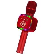 BONAOK Wireless Bluetooth Karaoke Microphone with Dual Sing, LED Lights, Portable Handheld Mic Speaker Machine for Kids Toys/iPhone/Android/PC/Outdoor/Birthday/Home/Party(Red)
