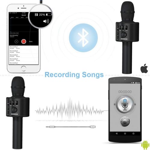  BONAOK Wireless Bluetooth Karaoke Microphone,3-in-1 Portable Handheld karaoke Mic Speaker Machine Christmas Birthday Home Party for Android/iPhone/PC or All Smartphone(Q37 Black)