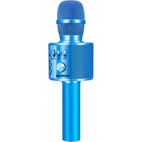  BONAOK Wireless Bluetooth Karaoke Microphone,3-in-1 Portable Handheld karaoke Mic Speaker Machine Christmas Birthday Home Party for Android/iPhone/PC or All Smartphone(Q37 Blue)