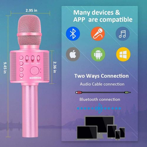  BONAOK Wireless Bluetooth Karaoke Microphone,3-in-1 Portable Handheld Karaoke Mic Speaker Machine Christmas Birthday Home Party for Android/iPhone/PC or All Smartphone(Q37 Light Pi