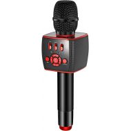 [아마존베스트]BONAOK 2021 Bluetooth Karaoke Wireless Microphone,Portable Karaoke Machine Two 13W Speakers with Duet Sing for Car/Party/Android/iPhone/PC/All Smartphones X39 RED