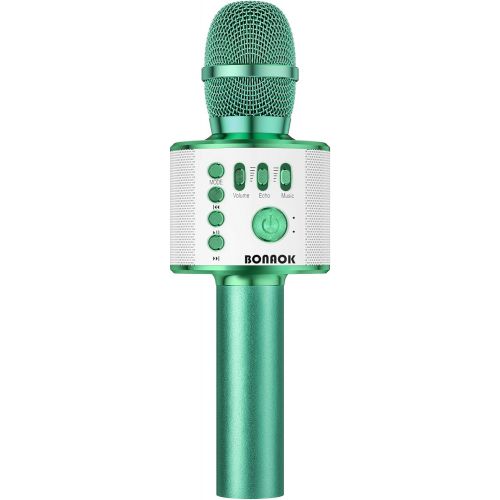  BONAOK Wireless Bluetooth Karaoke Microphone, 3-in-1 Portable Handheld Mic Speaker Machine for All Smartphones, Gift for Girls Boys Kids Adults All Age Q37(Green)