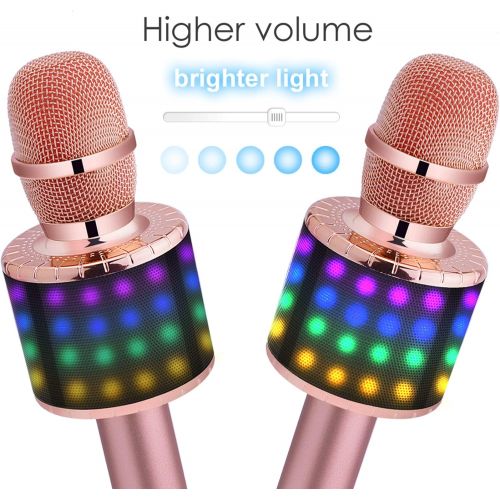  BONAOK Wireless Bluetooth Karaoke Microphone with Multi-color LED Lights, 4 in 1 Portable Handheld Home Party Karaoke Speaker Machine Thanksgiving Gift for AndroidiPhoneiPadSony