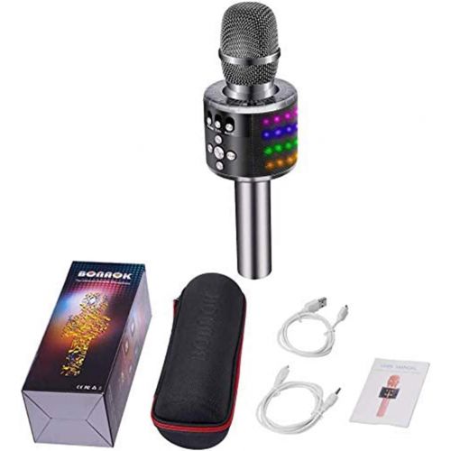  BONAOK Wireless Bluetooth Karaoke Microphone with Multi-color LED Lights, 4 in 1 Portable Handheld Home Party Karaoke Speaker Machine Thanksgiving Gift for AndroidiPhoneiPadSony