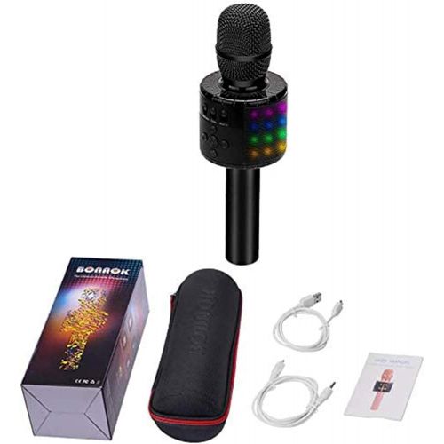  BONAOK Wireless Bluetooth Karaoke Microphone with Multi-color LED Lights, 4 in 1 Portable Handheld Home Party Karaoke Speaker Machine Thanksgiving Gift for AndroidiPhoneiPadSony