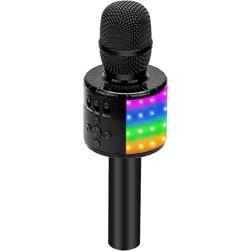  BONAOK Wireless Bluetooth Karaoke Microphone with Multi-color LED Lights, 4 in 1 Portable Handheld Home Party Karaoke Speaker Machine Thanksgiving Gift for AndroidiPhoneiPadSony