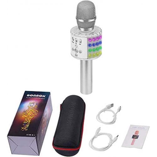  BONAOK Wireless Bluetooth Karaoke Microphone with Multi-color LED Lights, 4 in 1 Portable Handheld Home Party Karaoke Speaker Machine Thanksgiving Gift for AndroidiPhoneiPadSony