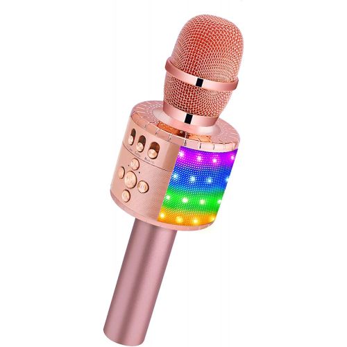  BONAOK Wireless Bluetooth Karaoke Microphone with Multi-color LED Lights, 4 in 1 Portable Handheld Home Party Karaoke Speaker Machine Thanksgiving Gift for AndroidiPhoneiPadSony