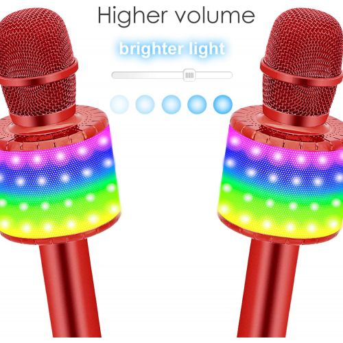  BONAOK Wireless Bluetooth Karaoke Microphone with Multi-color LED Lights, 4 in 1 Portable Handheld Home Party Karaoke Speaker Machine Thanksgiving Gift for AndroidiPhoneiPadSony