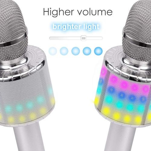  BONAOK Wireless Bluetooth Karaoke Microphone with Multi-color LED Lights, 4 in 1 Portable Handheld Home Party Karaoke Speaker Machine Thanksgiving Gift for AndroidiPhoneiPadSony