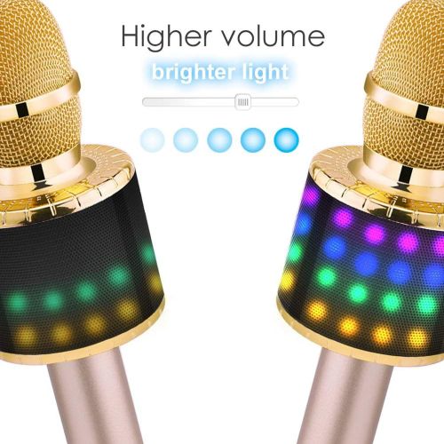  BONAOK Wireless Bluetooth Karaoke Microphone with Multi-color LED Lights, 4 in 1 Portable Handheld Karaoke Speaker Machine Thanksgiving Gift for AndroidiPhoneiPadSonyPC or All