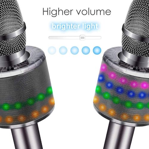  BONAOK Wireless Bluetooth Karaoke Microphone with Multi-color LED Lights, 4 in 1 Portable Handheld Karaoke Speaker Machine Thanksgiving Gift for AndroidiPhoneiPadSonyPC or All