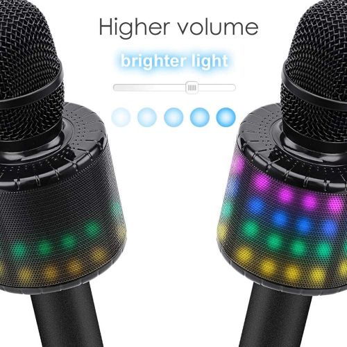  BONAOK Wireless Bluetooth Karaoke Microphone with Multi-color LED Lights, 4 in 1 Portable Handheld Karaoke Speaker Machine Thanksgiving Gift for AndroidiPhoneiPadSonyPC or All