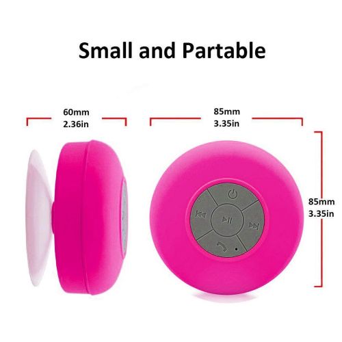  BONBON Bluetooth Shower Speaker Waterproof Water Resistant Handsfree Portable Wireless Shower Speaker,Build-in Microphone, Solid Suction Cup, 4 hrs Play Time,（Pink）