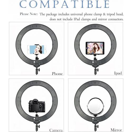  [아마존 핫딜] BONFOTO ZOMEI 18 Dimmable Photography Lights with Stand, Professional 58W 5500K Output Makeup and YouTube Video LED Ring Light, Compatible with Camera Smartphone IPad