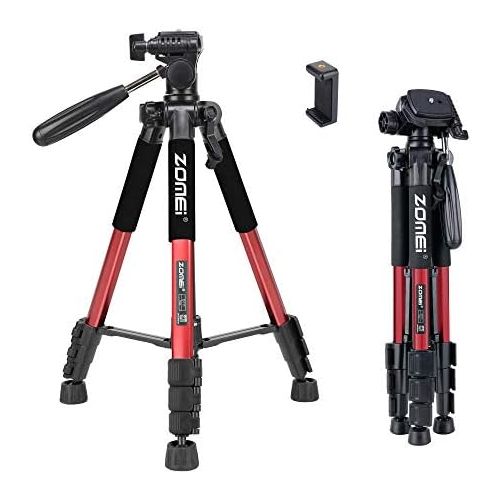  BONFOTO 55 Tripod Q111 Flexible Travel Camera Tripod with 3-Way Pan Head and Phone Holder Mount for Gopro,Projector,Smartphones Tablet to Live Broadcast and DSLR EOS Canon Nikon Sony Samsu