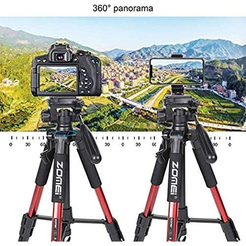  BONFOTO 55 Tripod Q111 Flexible Travel Camera Tripod with 3-Way Pan Head and Phone Holder Mount for Gopro,Projector,Smartphones Tablet to Live Broadcast and DSLR EOS Canon Nikon Sony Samsu