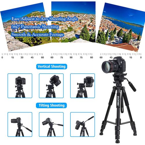  BONFOTO 65 Camera Tripod,Q310 Lightweight Travel Portable Cell Phone Tripod Stand Monopod with Universal Phone Holder and Carry Bag for Canon, DSRL, SRL,Cell Phones, Projector, Webcam