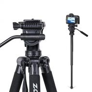 BONFOTO 2-in-1 Aluminum Alloy Camera Tripod Monopod 67 with 1/4 inch Screws Fluid Drag Pan Head and Carry Bag for Nikon Canon DSLR Cameras Video Camcorders