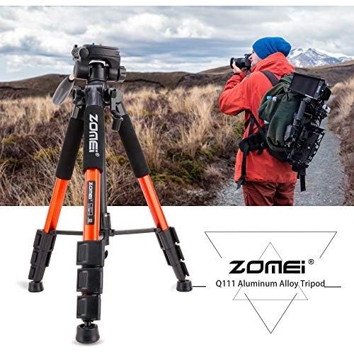  BONFOTO Compact Light Weight Travel Portable Aluminum Camera Tripod Q111 55 for Canon Nikon Sony DSLR Camera YouTube Phone with Carry Case (Orange)