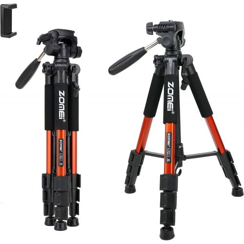  BONFOTO Compact Light Weight Travel Portable Aluminum Camera Tripod Q111 55 for Canon Nikon Sony DSLR Camera YouTube Phone with Carry Case (Orange)