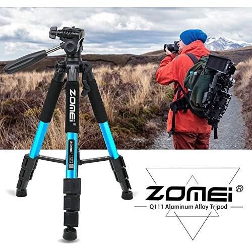  BONFOTO Portable 55-inch Camera Tripod Q111 Compact Lightweight Camera Stand with Phone Holder Mount and Quick Release Pan Head Plate for Smartphones Digital SLR Canon EOS Nikon Sony Samsu