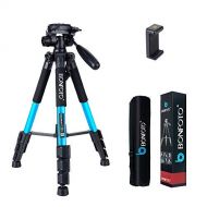 BONFOTO Q111 Camera Tripod 55-inch Compact Lightweight Travel Tripod with Phone Holder Mount for YouTube Phone Live Broadcast Live Chat Projector Gopro and DSLR Canon EOS Nikon Son