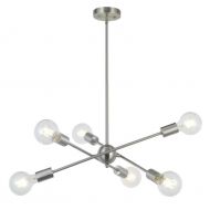 Sputnik Chandelier BONLICHT 6 Lights Modern Pendant Lighting Brushed Nickel Mid Century Ceiling Light Fixture by UL Listed