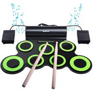 [아마존베스트]Electronic drums, drum set, BONROB roll up drum kit midi drum kit with headphones and built-in speaker drum pedals and sticks, up to 10 pieces. The best Christmas present for you.