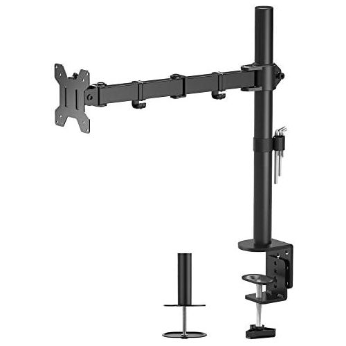  [아마존베스트]BONTEC Monitor Bracket Height Adjustable for LED and LCD 13 - 32 Inch Monitor Desk Monitor Stand Tiltable 180° Pivoting 360° 10 kg (1 Monitor)