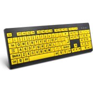 [아마존핫딜][아마존 핫딜] BOOGIIO Large Print Computer Keyboard, Wired USB High Contrast Keyboard with Oversized Print Letters for Visually Impaired Low Vision Individuals (Yellow+Black)