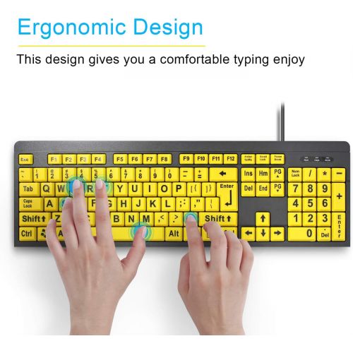  [아마존핫딜][아마존 핫딜] BOOGIIO Large Print Computer Keyboard, Wired USB High Contrast Keyboard with Oversized Print Letters for Visually Impaired Low Vision Individuals (Yellow+Black)