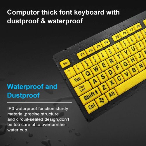  [아마존핫딜][아마존 핫딜] BOOGIIO Large Print Computer Keyboard, Wired USB High Contrast Keyboard with Oversized Print Letters for Visually Impaired Low Vision Individuals (Yellow+Black)