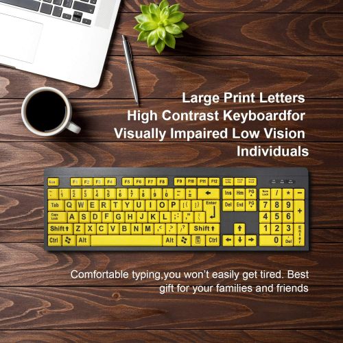  [아마존핫딜][아마존 핫딜] BOOGIIO Large Print Computer Keyboard, Wired USB High Contrast Keyboard with Oversized Print Letters for Visually Impaired Low Vision Individuals (Yellow+Black)