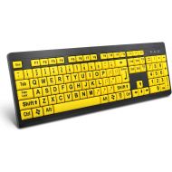 [아마존베스트]BOOGIIO Large Print Computer Keyboard, Wired USB High Contrast Keyboard with Oversized Print Letters for Visually Impaired Low Vision Individuals (Yellow+Black)